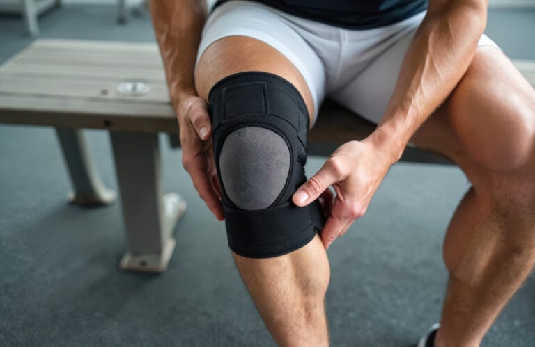 person wearing a knee brace